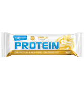 Baton proteic cu vanilie fara gluten in glazura alba 60gr Maxsport