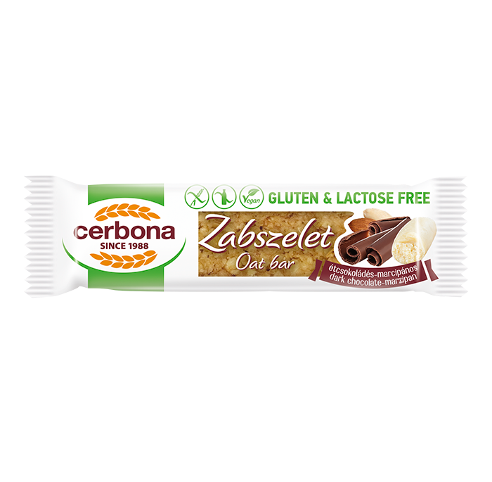 Baton de ovaz fara gluten cu ciocolata si martipan 40gr Cerbona