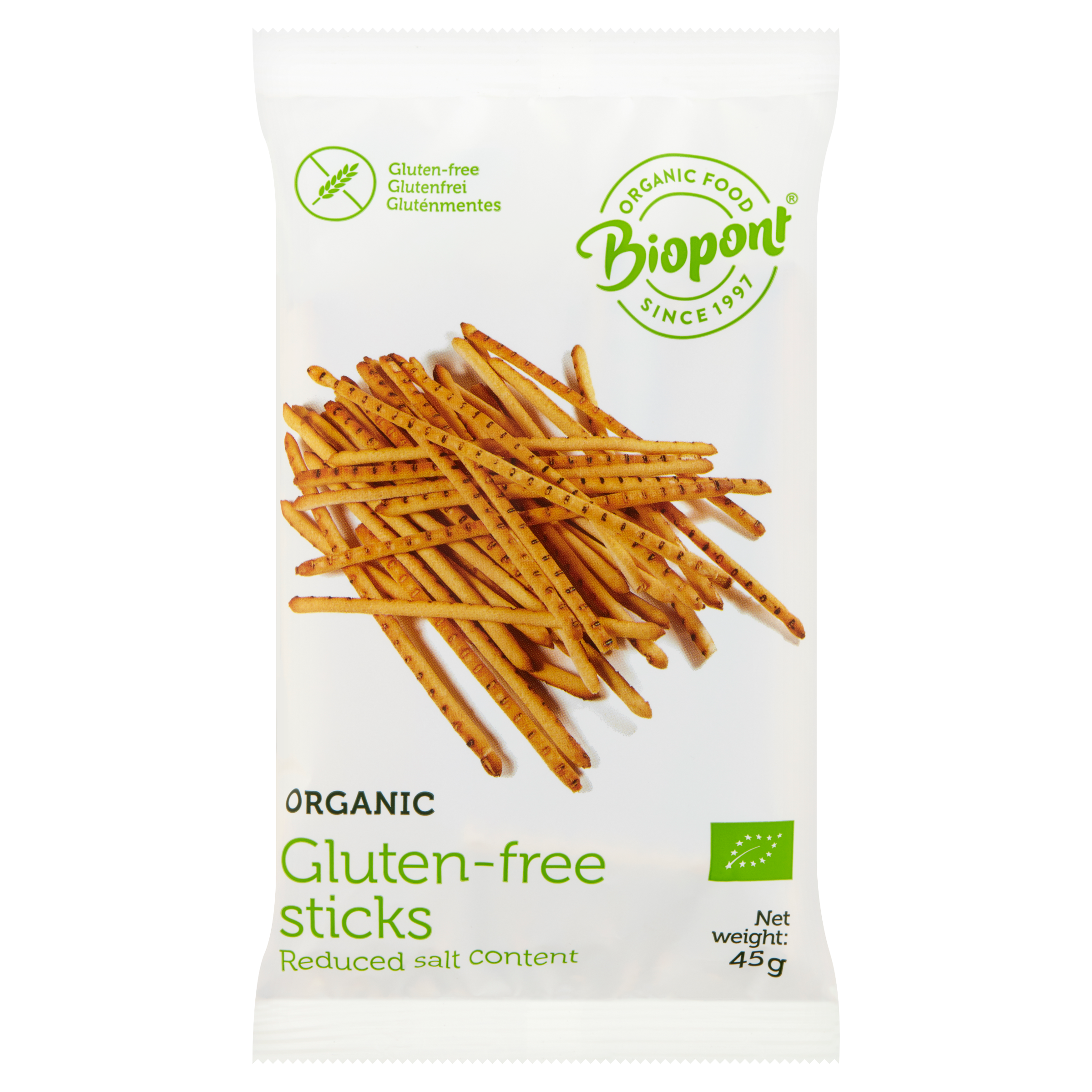 Sticks fara gluten bio cu sare redusa 45gr Biopont
