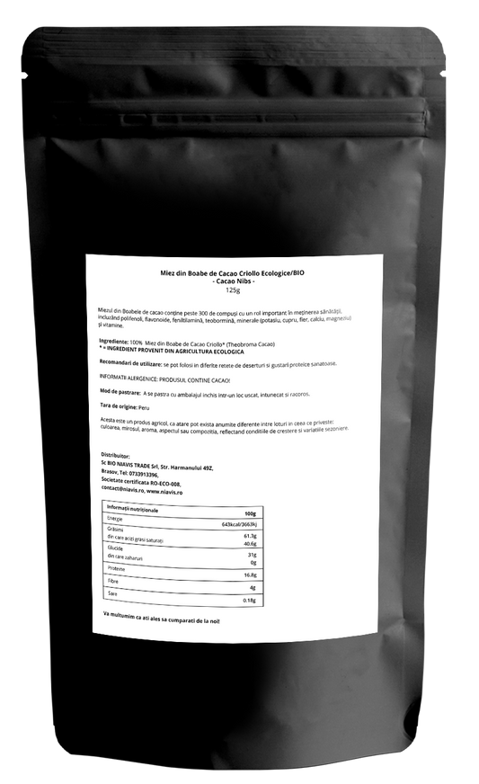 Miez din Boabe de Cacao Fara Gluten, Bio 125gr Niavis