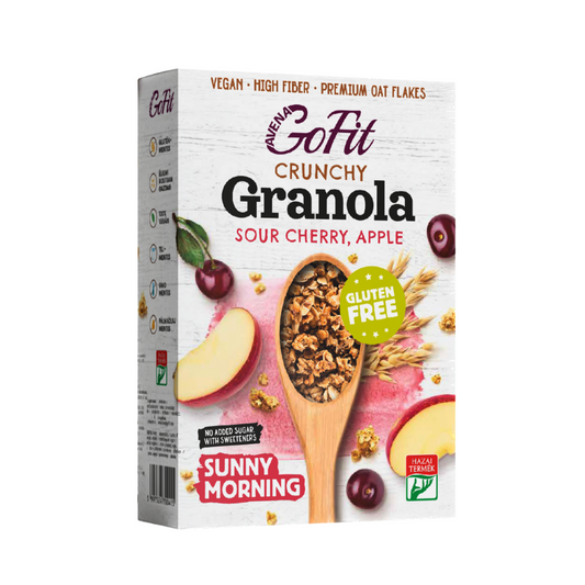 Granola fara gluten, fara zahar adaugat cu mere si visine 250gr GoFit