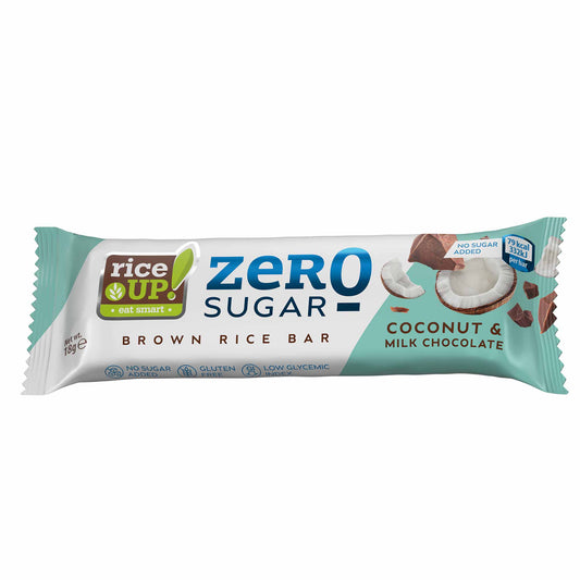 Baton din orez brun Zero Sugar fara gluten cu cocos si ciocolata 18gr Rice Up!