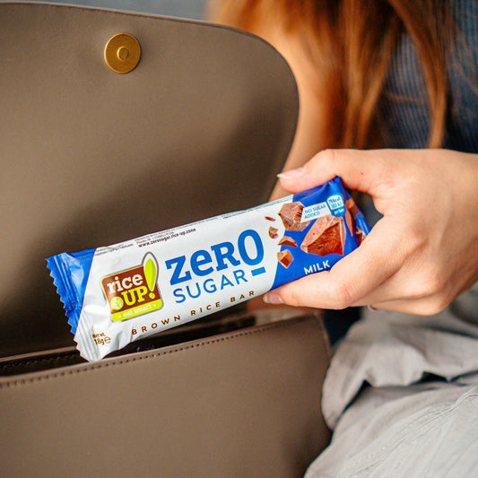 Baton din orez brun Zero Sugar fara gluten ciocolata 18gr Rice Up!