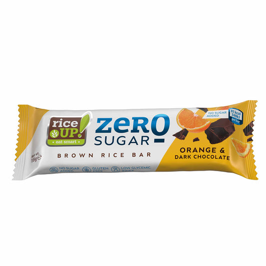 Baton din orez brun Zero Sugar fara gluten cu portocale si ciocolata 18gr