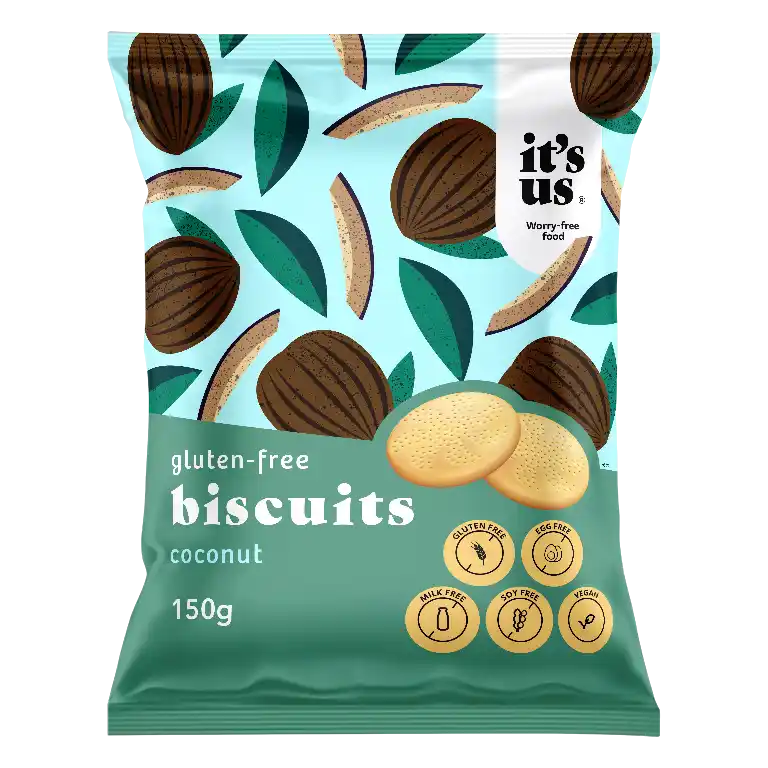 Biscuiti fragezi fara gluten cocos 150gr It's Us