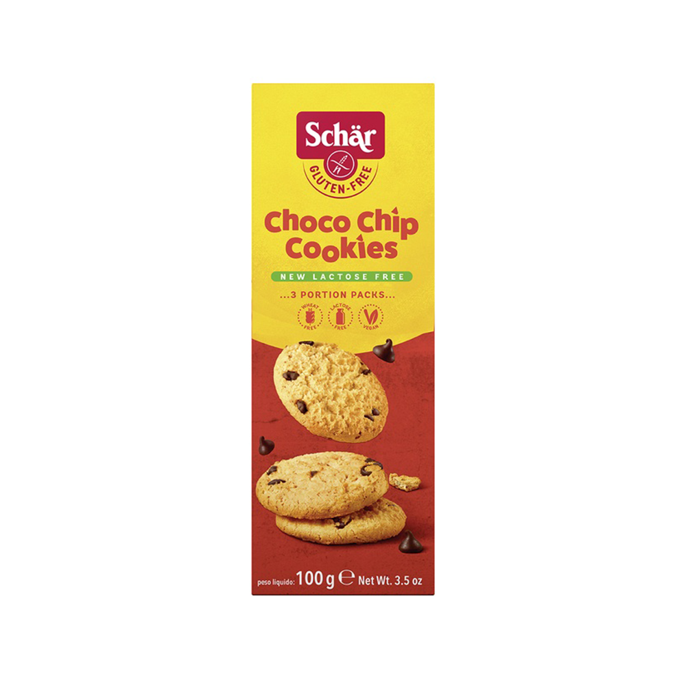 Biscuiti cu fulgi de ciocolata fara gluten Choco Chip Cookies 100gr Schar
