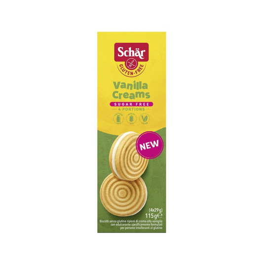 Biscuiti fara gluten, fara zahar cu crema de vanilie 115gr Schar