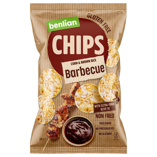 Chips fara gluten de orez brun si porumb barbeque 50gr Benlian