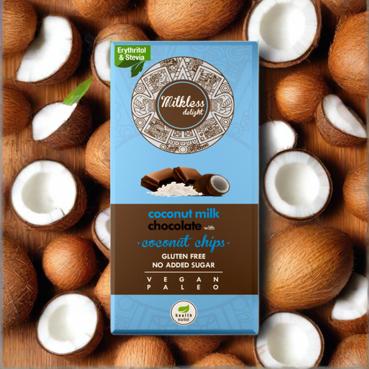 Ciocolata vegana, fara gluten cu chipsuri cocos Milkless Delight 80gr Health Market