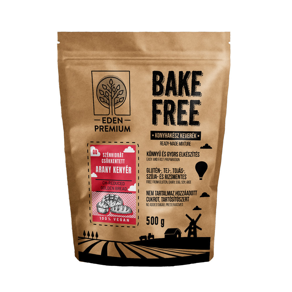 Mix Faina Fara Gluten pentru Paine Aurie cu Nivel Redus De Carbohidrati 500gr Bake Free Eden Premium