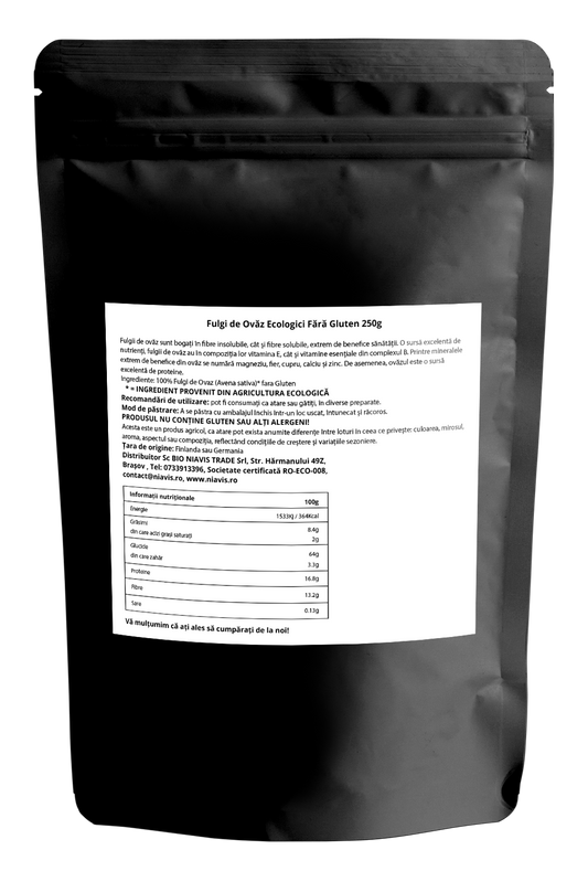 Fulgi de Ovaz Ecologici Fini fara Gluten 250g Niavis