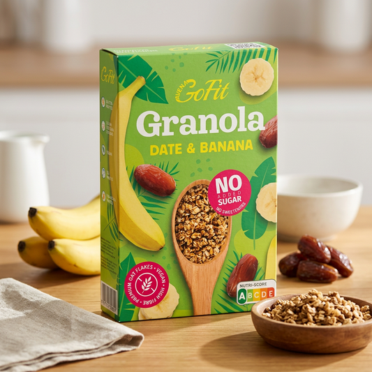 Granola fara gluten, fara zahar curmale si banane 250gr GoFit
