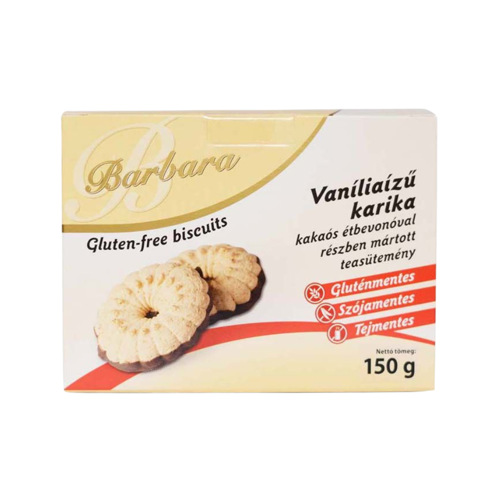 Biscuiti fara gluten cu vanilie si cacao, inele 150gr Barbara