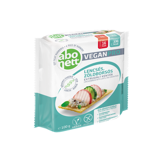 Paine extrudata fara gluten, Vegana cu linte si mazare verde 100gr Abonett