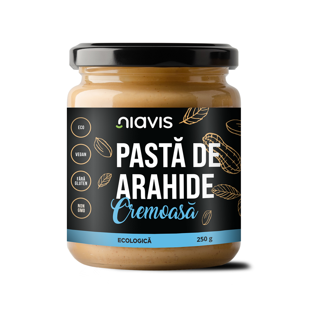 Pasta de arahide cremoasa fara gluten, bio 250g Niavis