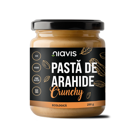Pasta de arahide crunchy fara gluten, bio 250g Niavis