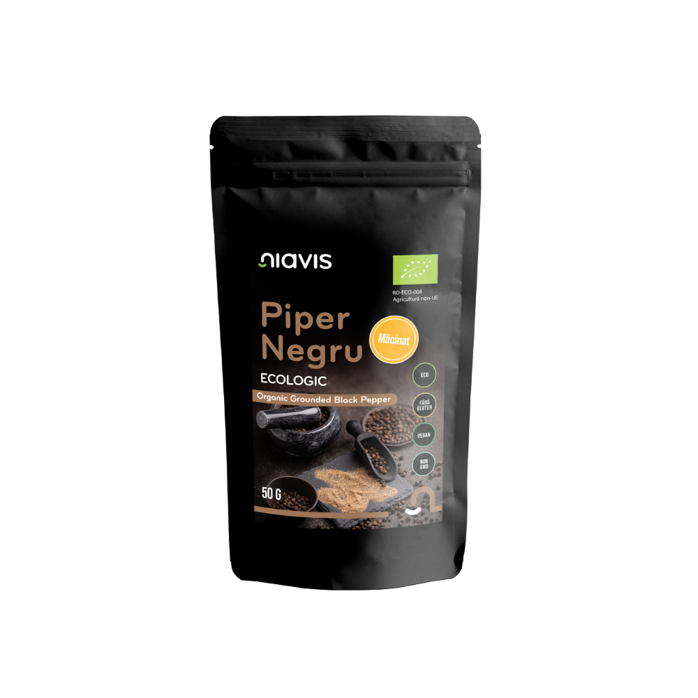 Piper negru macinat fara gluten, bio 50gr Niavis