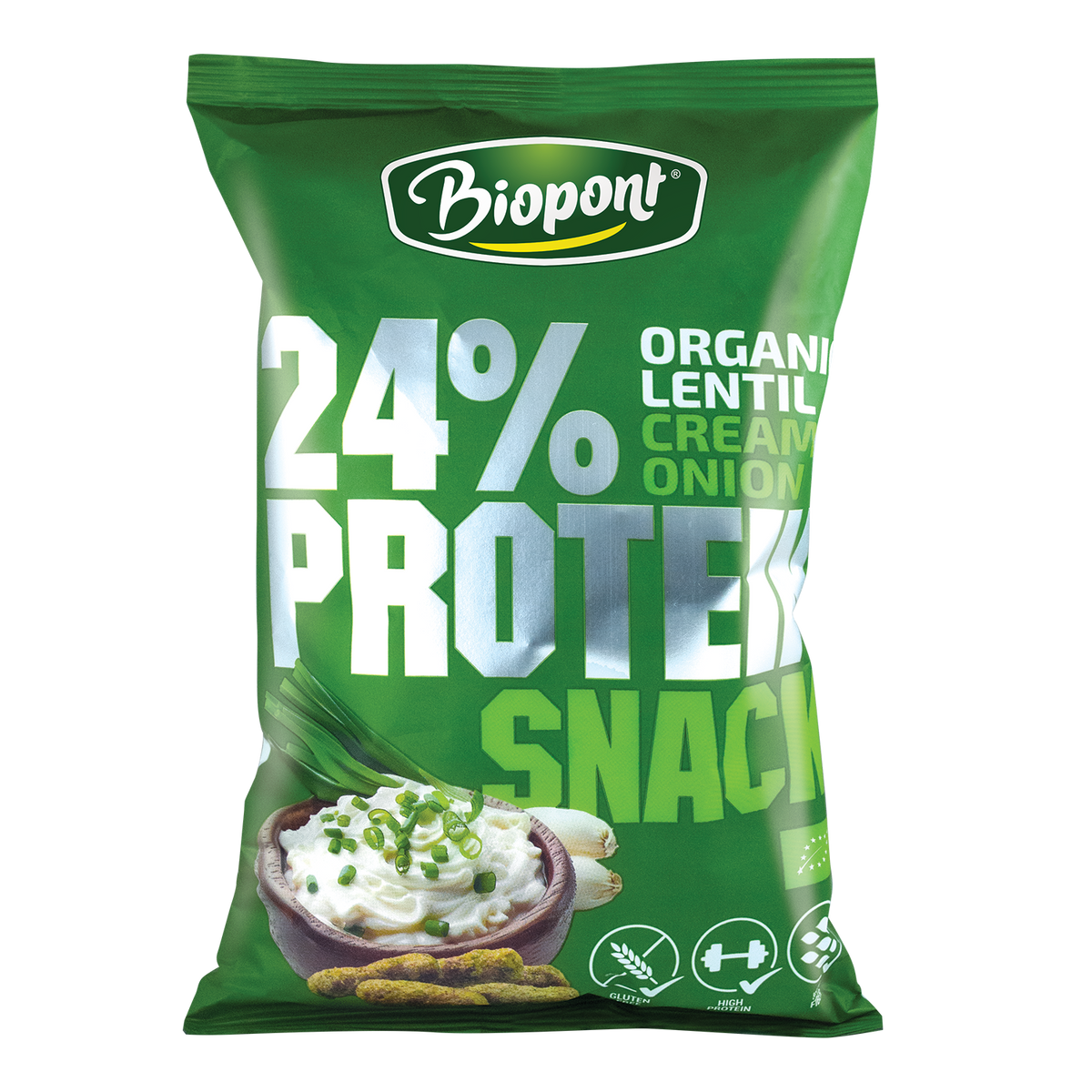 Pufuleti proteici fara gluten din linte cu aroma de Ceapa 50gr Biopont