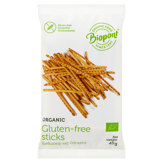 Sticks fara gluten, bio cu sare redusa 45gr Biopont