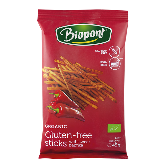 Sticks fara gluten, bio cu ardei 45gr Biopont