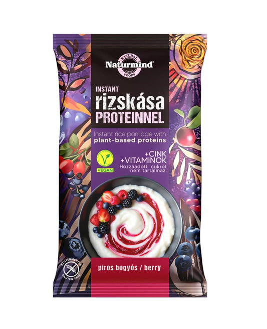 Terci de orez cu proteina, fara gluten, fructe rosii 44g Naturmind