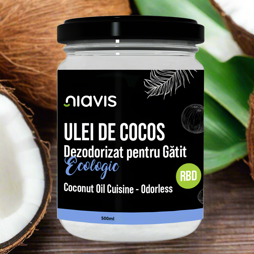 Ulei de cocos dezodorizat pentru gatit, fara gluten, bio 500ml Niavis