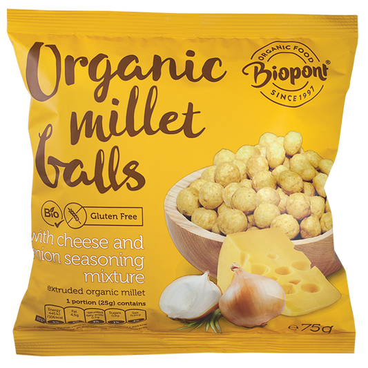 Bilute de mei bio fara gluten cu cascaval si ceapa 60gr Biopont