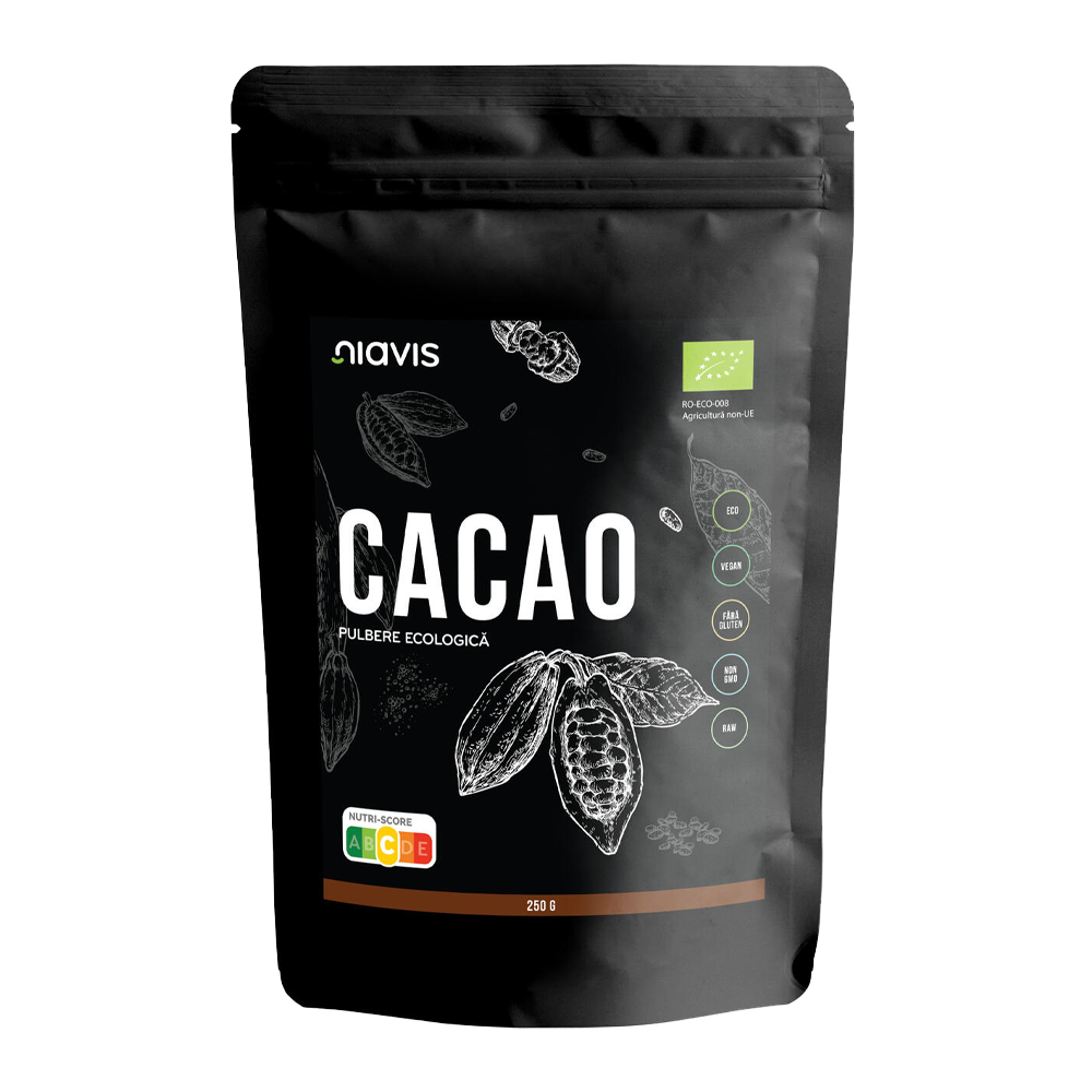 Cacao fara gluten pulbere bio, raw 250g Niavis