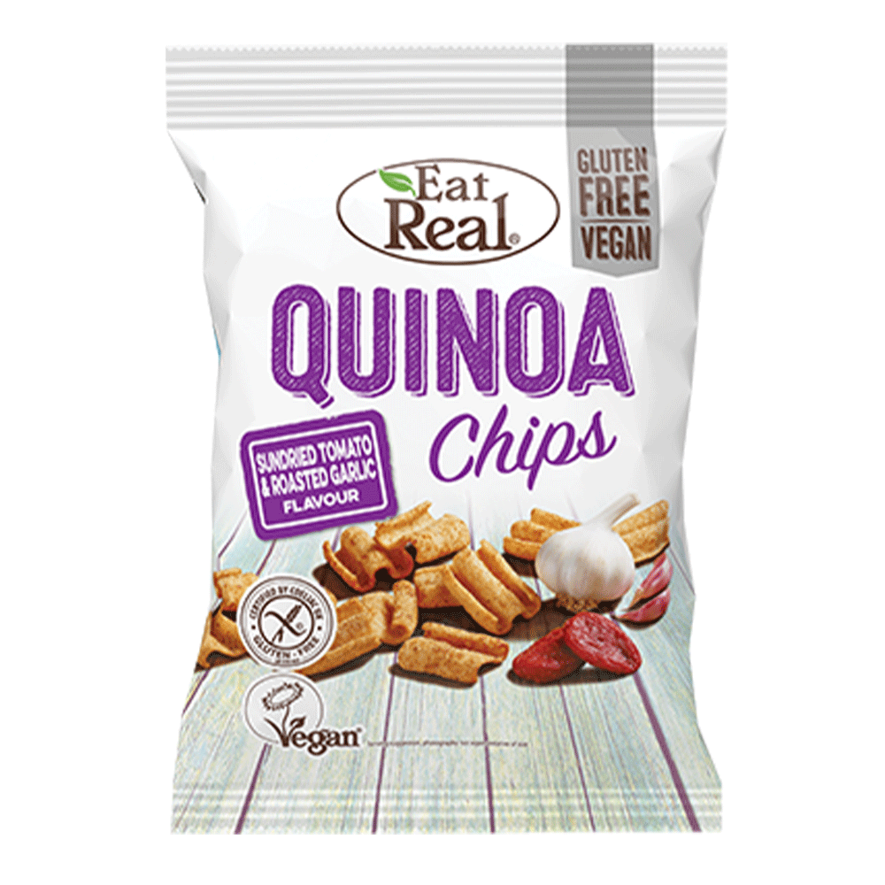 Chips de quinoa fara gluten cu rosii uscate la soare si usturoi prajit 45g Eat Real