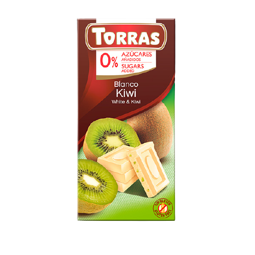 Ciocolata alba fara gluten cu kiwi 75gr Torras