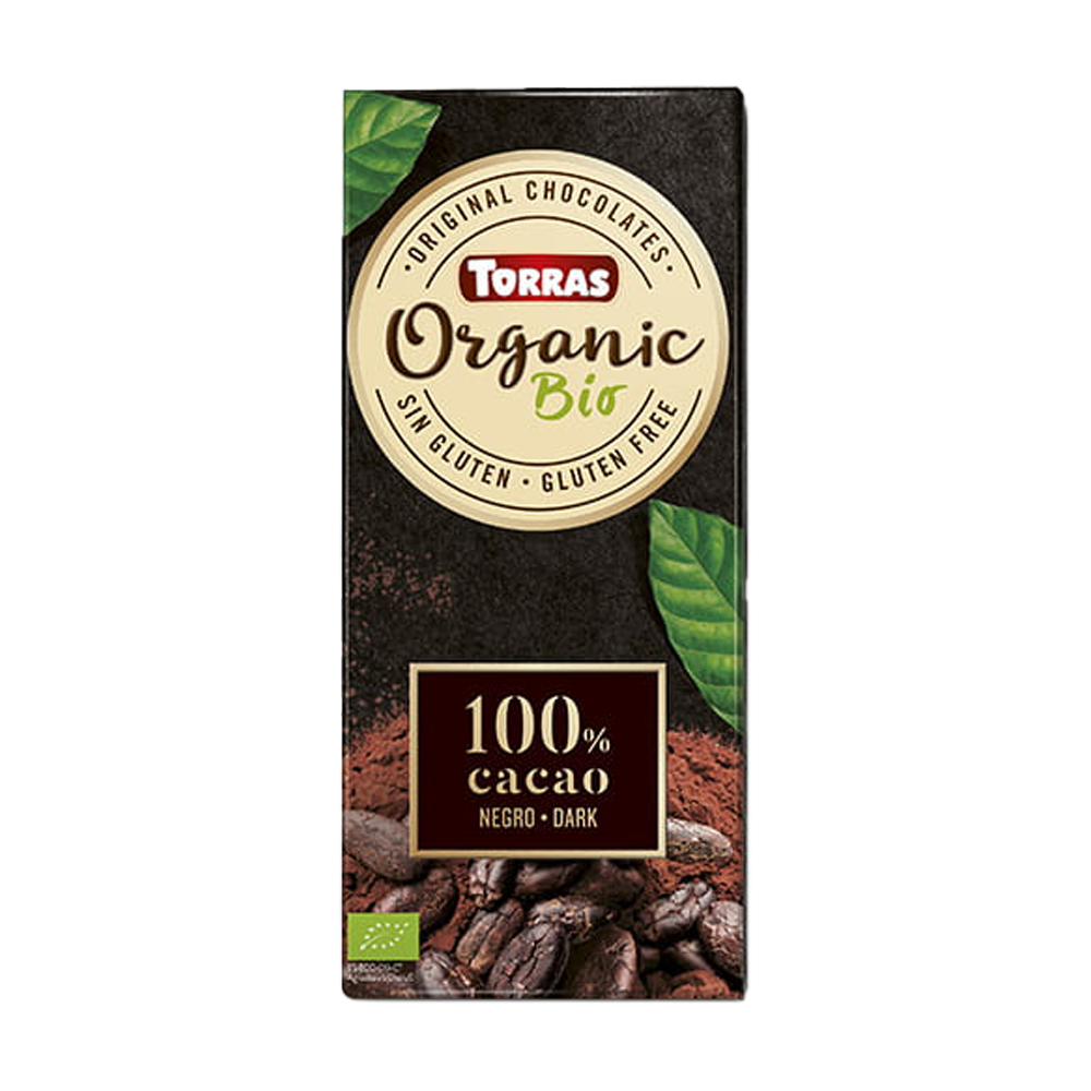 Ciocolata neagra fara gluten 100% cacao bio 100gr Torras