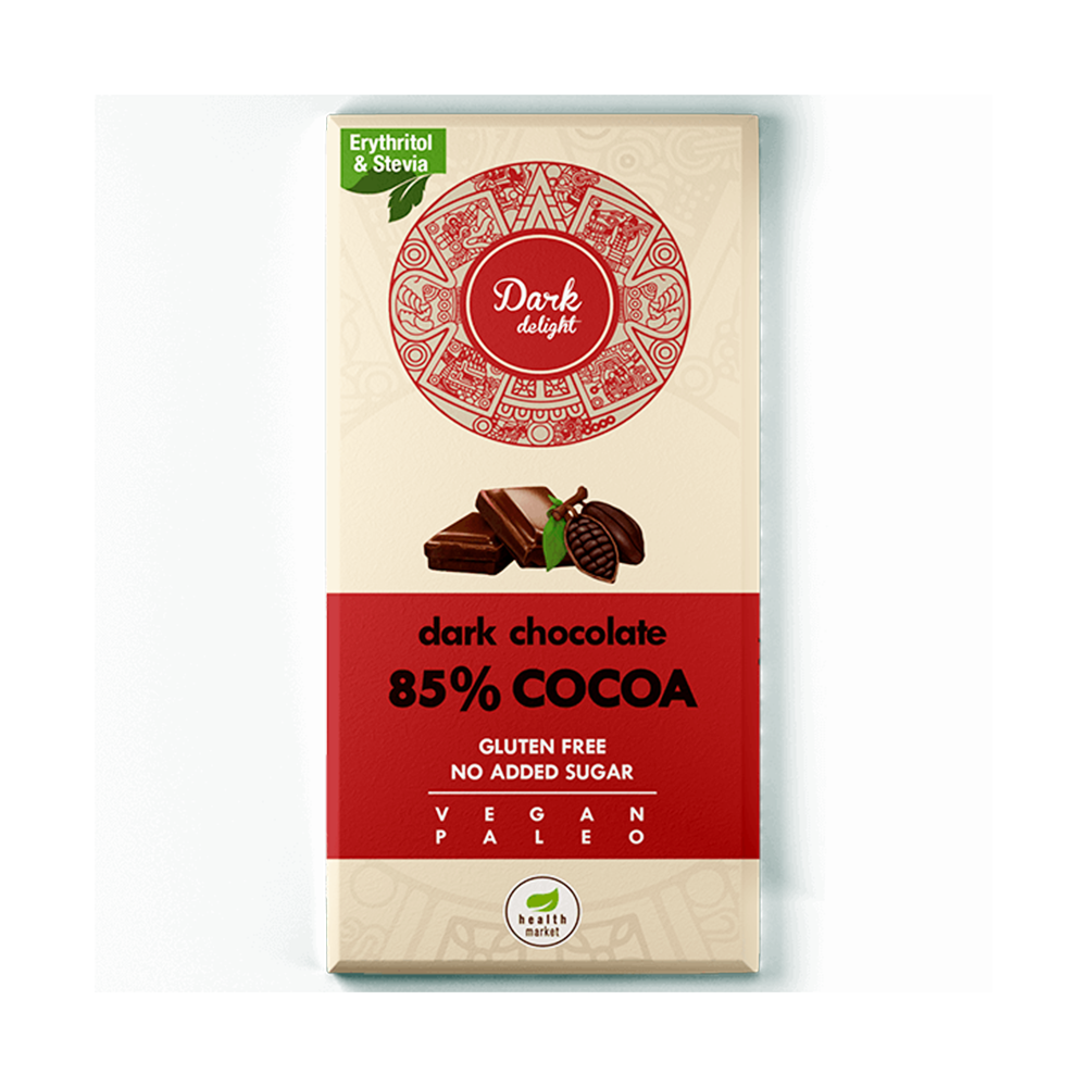 Ciocolata neagra vegana, fara gluten Dark Delight 80gr Health Market