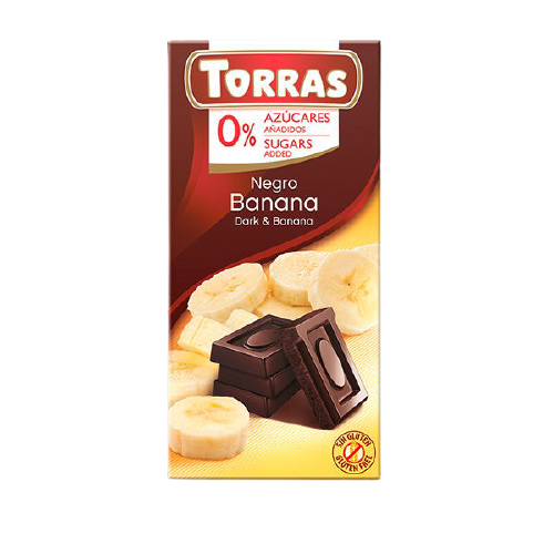 Ciocolata neagra fara gluten cu banane 75gr Torras