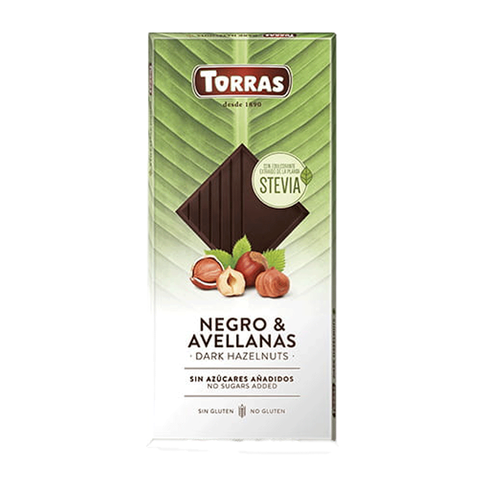 Ciocolata neagra fara gluten cu alune 125gr Torras