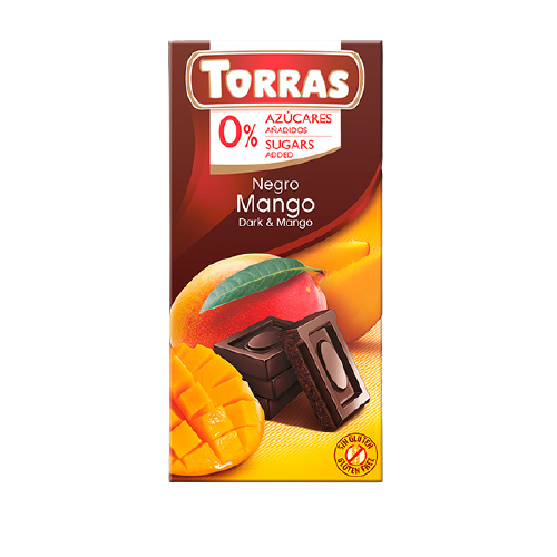 Ciocolata neagra fara gluten cu mango 75gr Torras
