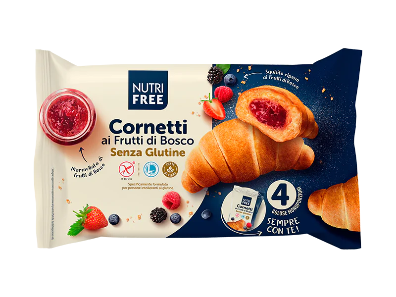 Cornulete cu fructe de padure fara gluten Cornetti 240gr NutriFree