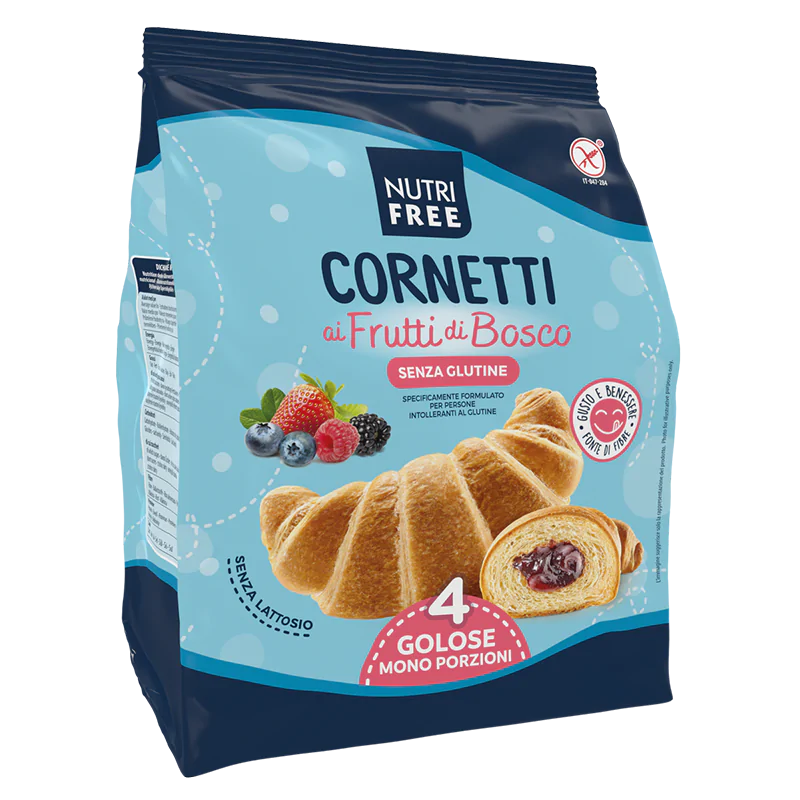 Cornulete cu fructe de padure fara gluten Cornetti 240gr NutriFree