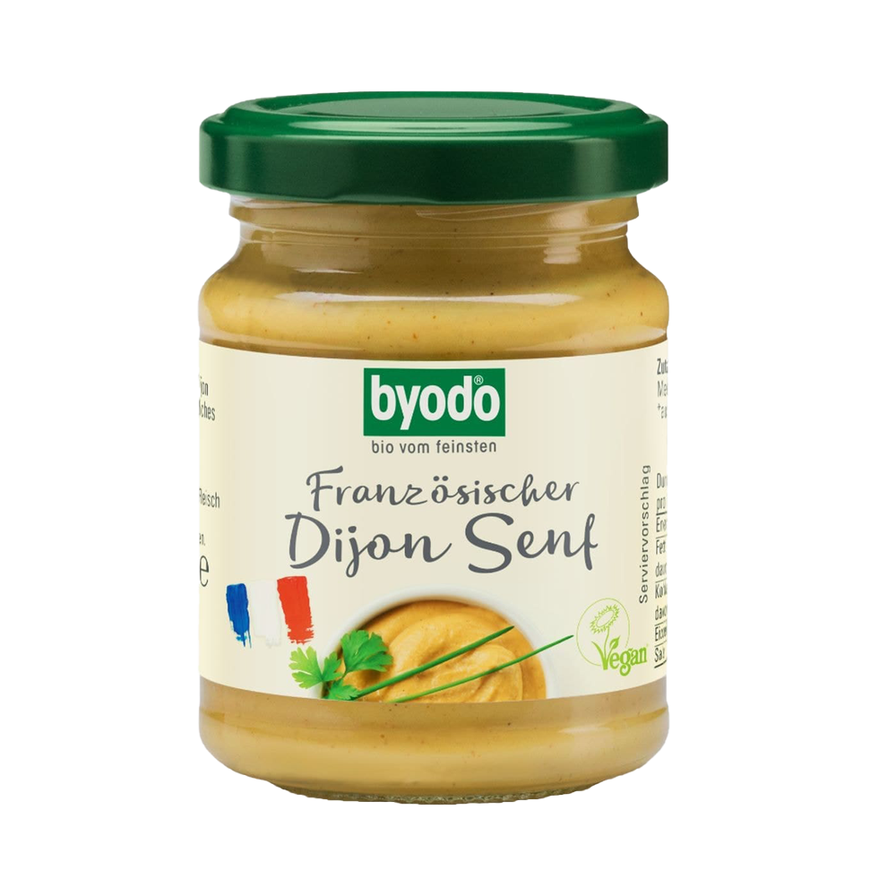 Mustar Dijon bio picant fara gluten 125ml Byodo
