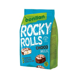 Rondele fara gluten din orez brun expandat cu glazura de ciocolata si lapte 70gr Rocky Rolls