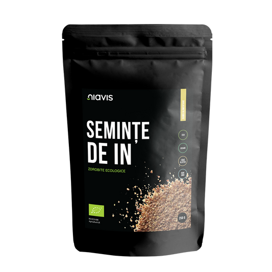 Seminte de in zdrobite fara gluten, bio 250g Niavis