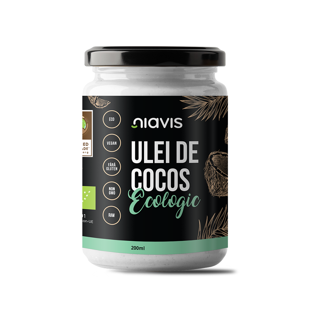 Ulei de cocos extravirgin, fara gluten, bio 200ml Niavis